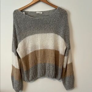 Blu Pepper Gray and White Crew Neck Sweater